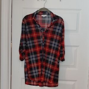 Eden & Olivia Red and Navy Plaid Long Sleeve Shirt